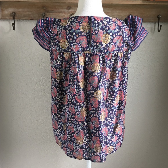 Madewell Floral Print Blouse - Navy and Pink - Picture 4 of 6